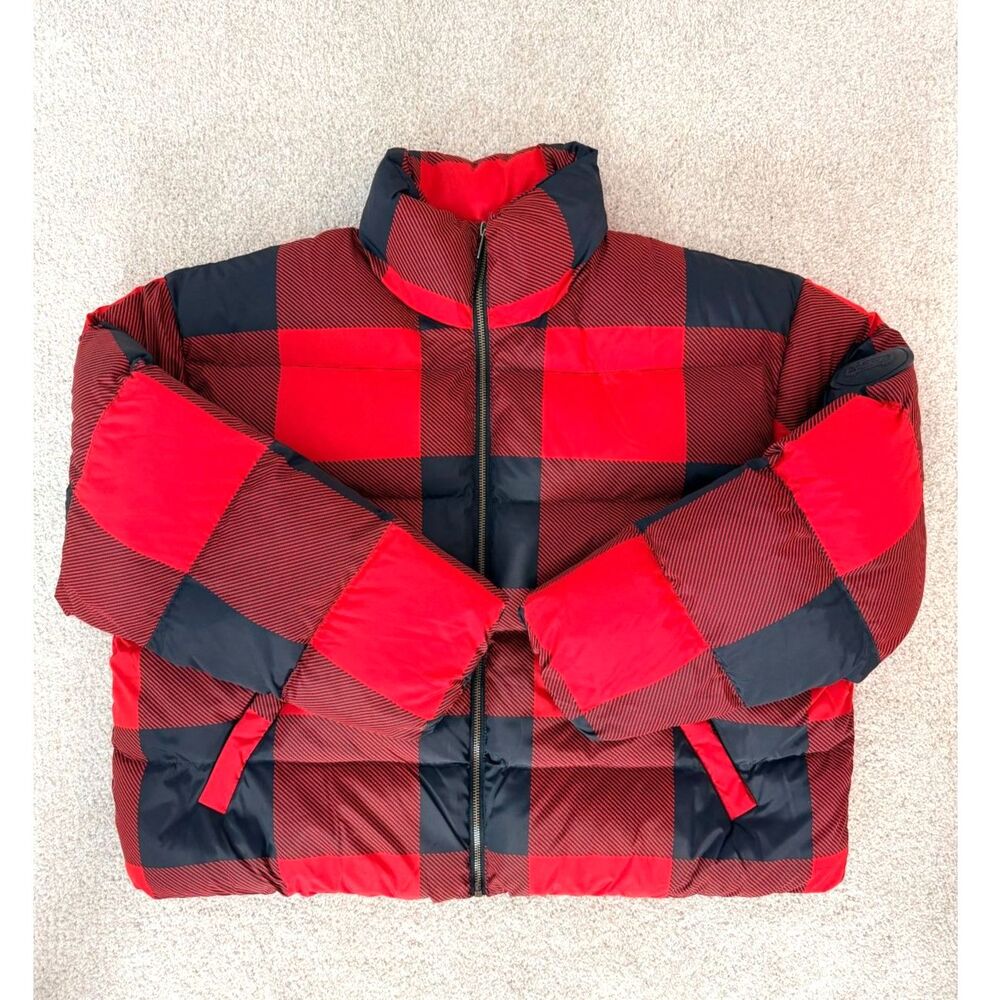 Woolrich x Target Women's Red Black Buffalo Plaid Puffer Jacket NWT Size L